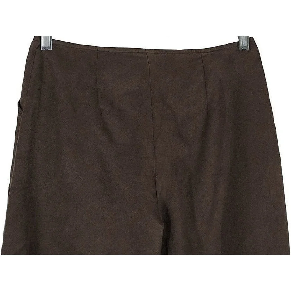 Motivi‎ Cargo Pants Women Size 10 Brown Wide Leg Italian Faux Suede Utility